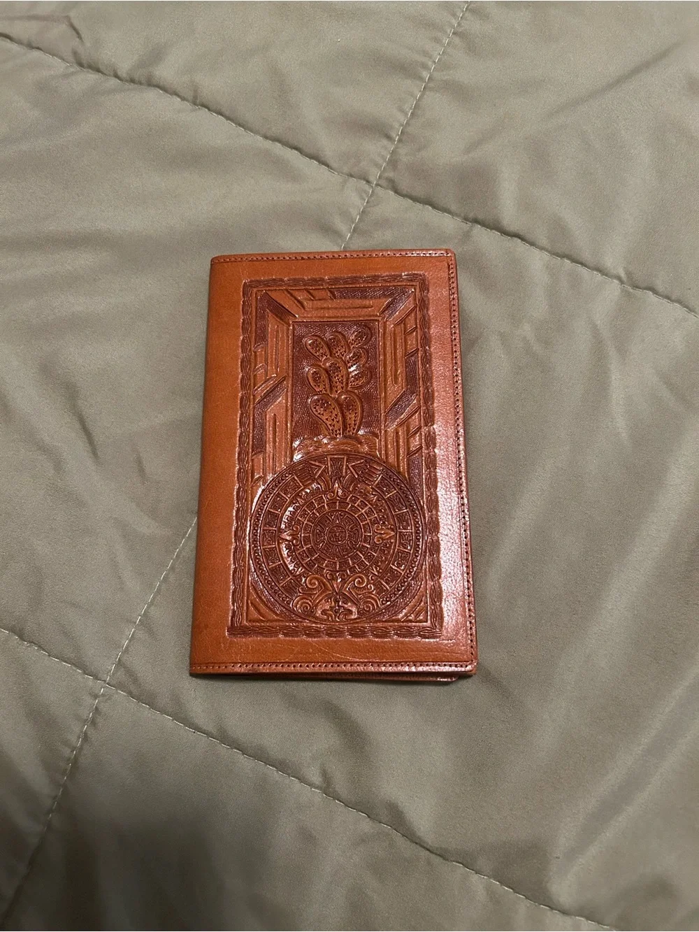Handcrafted Embossed Leather  Wallet - Brown
